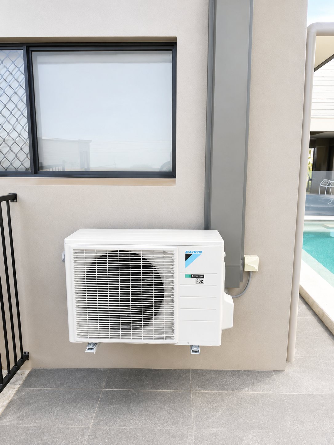 Outdoor condenser at a Cairns home through the wet season